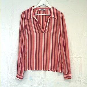 California-chic cotton blouse in lilac & pink, Sz Small